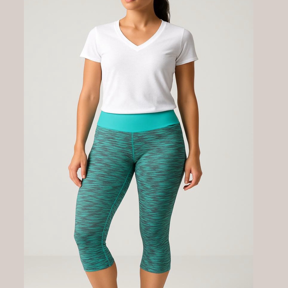 Lululemon Wunder Under Women's Crop Yoga Pants Space Dye Print Black Gray Blue